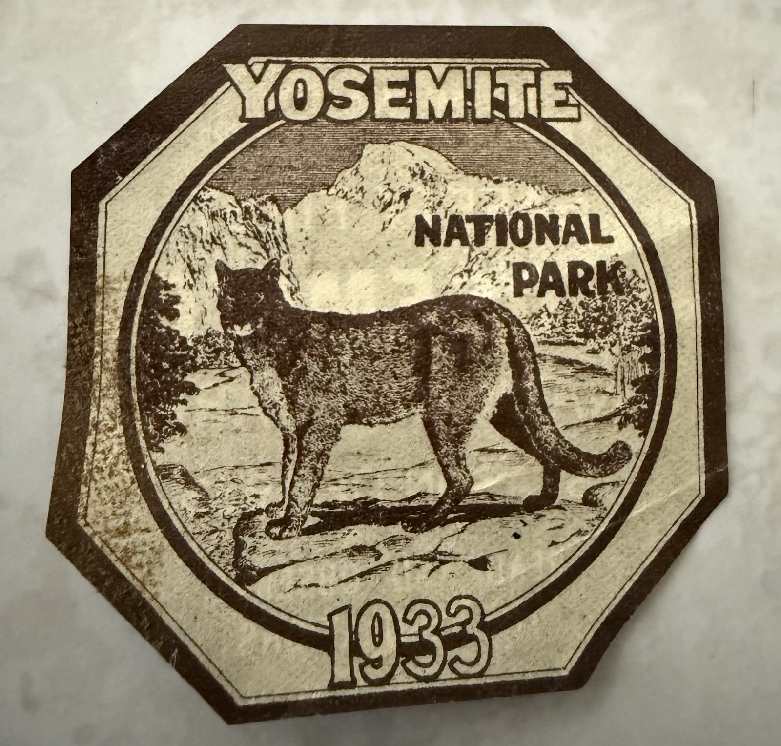 Vintage 1933 Yosemite National Park Pass Car Decal