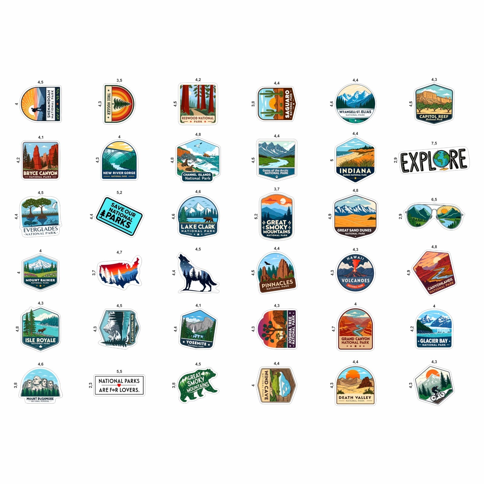 100Pcs National Park Stickers for Water Bottles – Outdoor Camping Hiking Decor