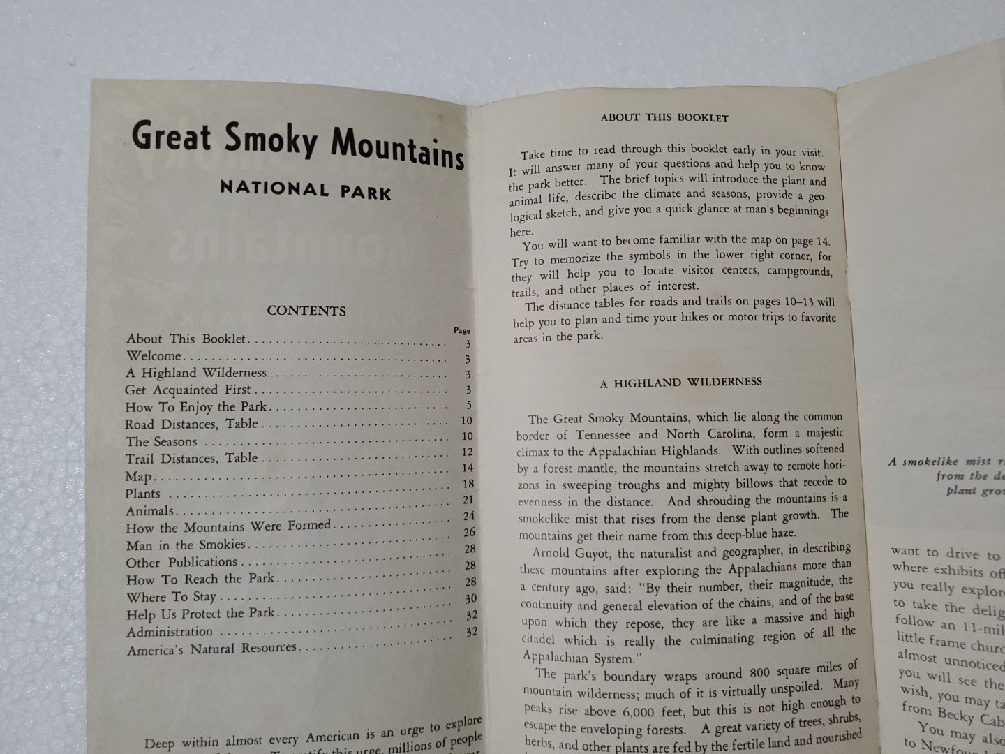 Rare Vintage Great Smoky Mountains National Park 1965 Illustrated Guide Brochure