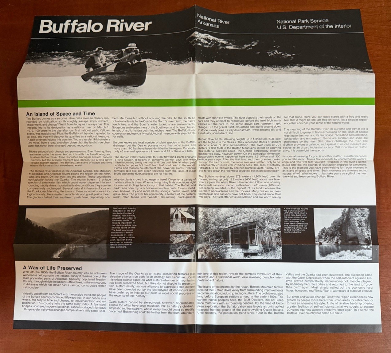 VINTAGE 1978 BUFFALO RIVER – ARKANSAS NATIONAL PARK SERVICE BROCHURE/MAP