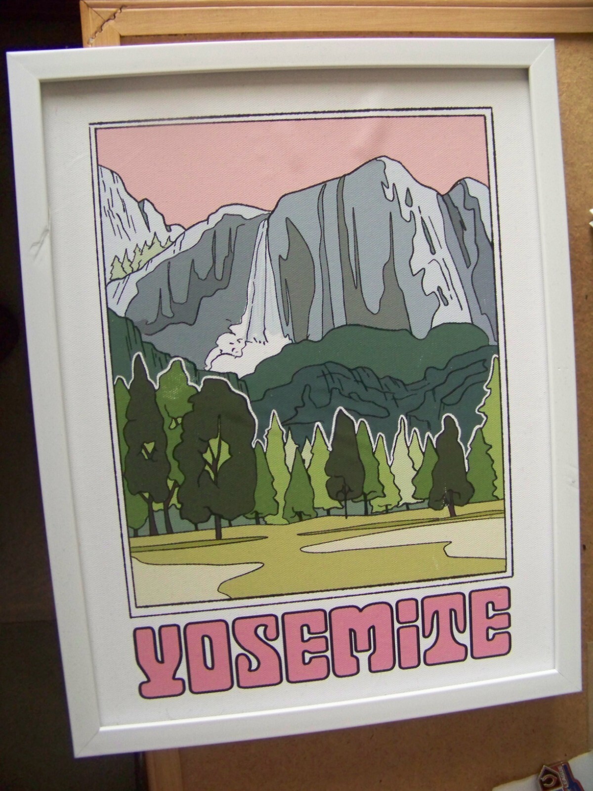 Yosemite NP framed picture canvas material printed wood frame hangers 11″ x 14″