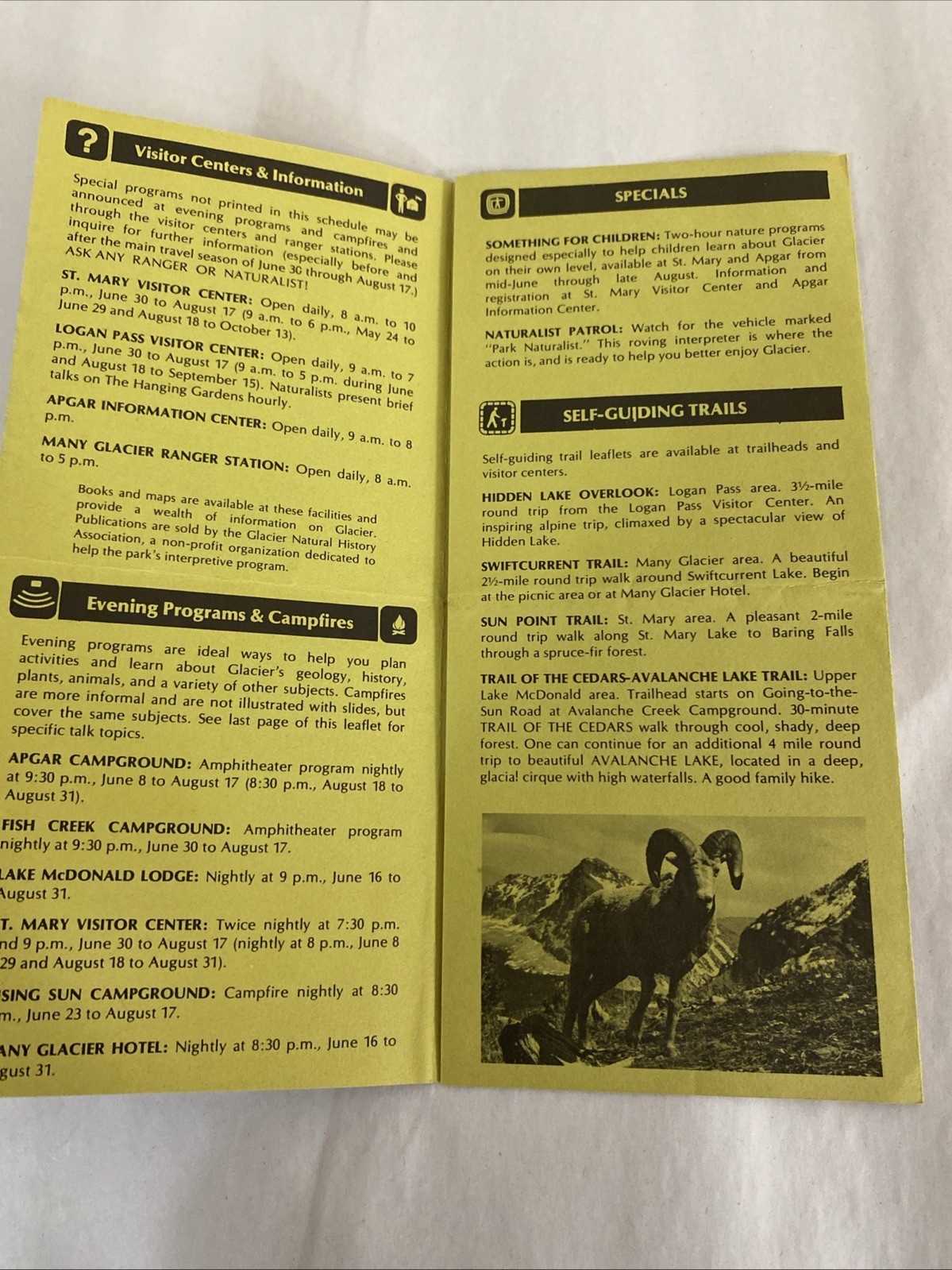 1974 Glacier National Park Ephemera Lot: Brochure Map + Camping Permit Notes