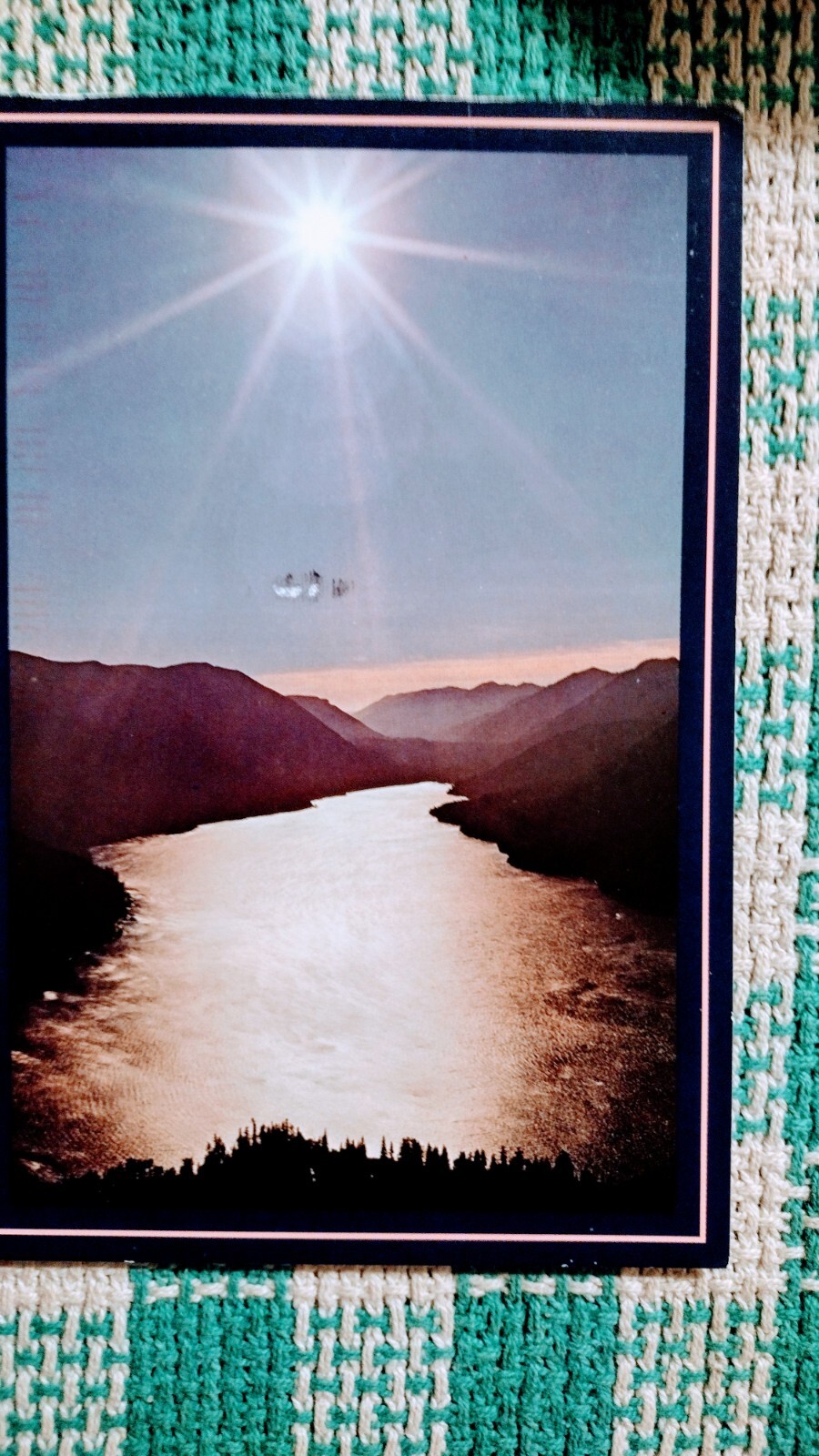 BEAUTIFUL CHROME STYLE POST CARD AERIAL VIEW LAKE CRESCENT WASHINGTON