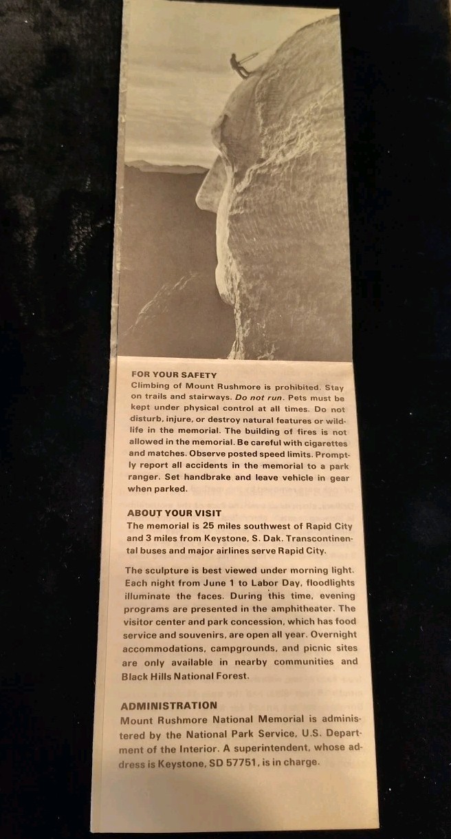 Vintage 1973 Small Mount Rushmore National Memorial South Dakota brochure NICE