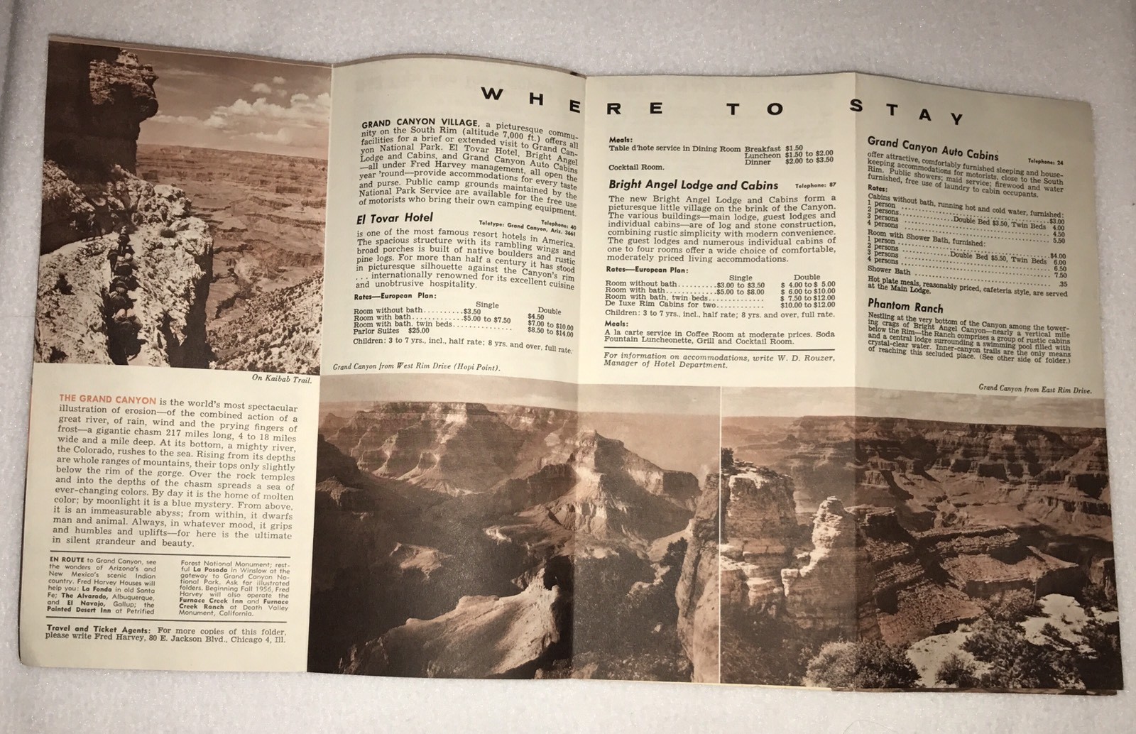 =Grand Canyon National Park 1956 Map Brochure Arizona’s All Year Vacation Land