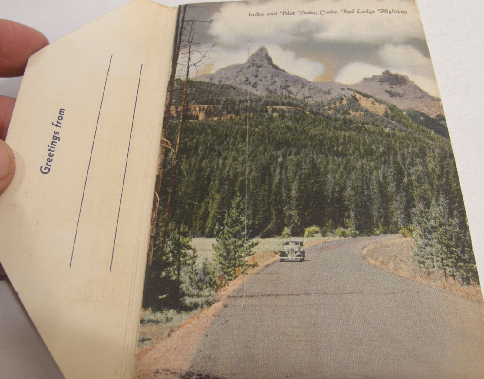 VINTAGE c1937 HAYNES SOUVENIR FOLDER POSTCARD YELLOWSTONE PARK SERIES A B C D