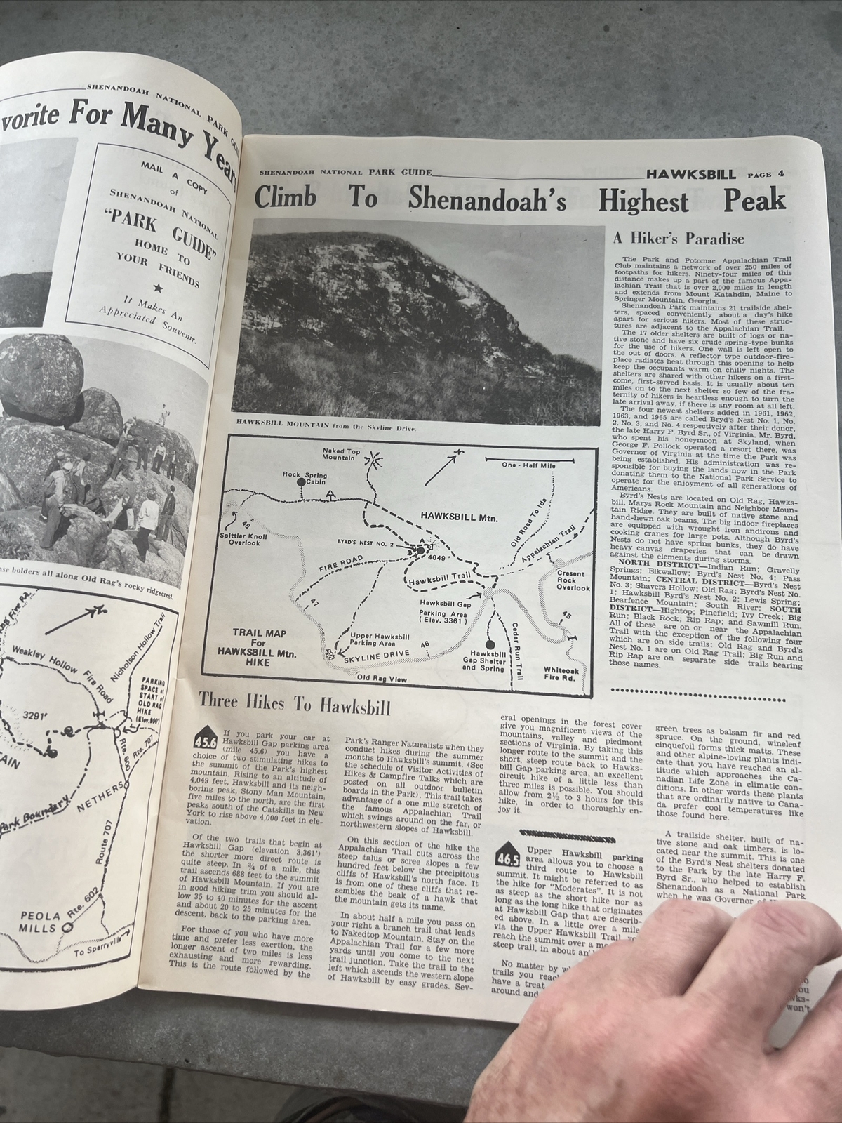 Vintage Shenandoah National Park and Skyline Drive Map and Profile Park Guide 19