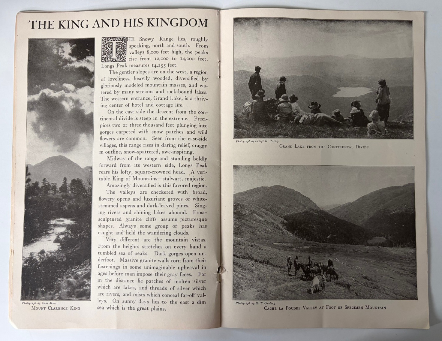 1916 Rocky Mountain National Park Booklet Dept of Interior Franklin Lane