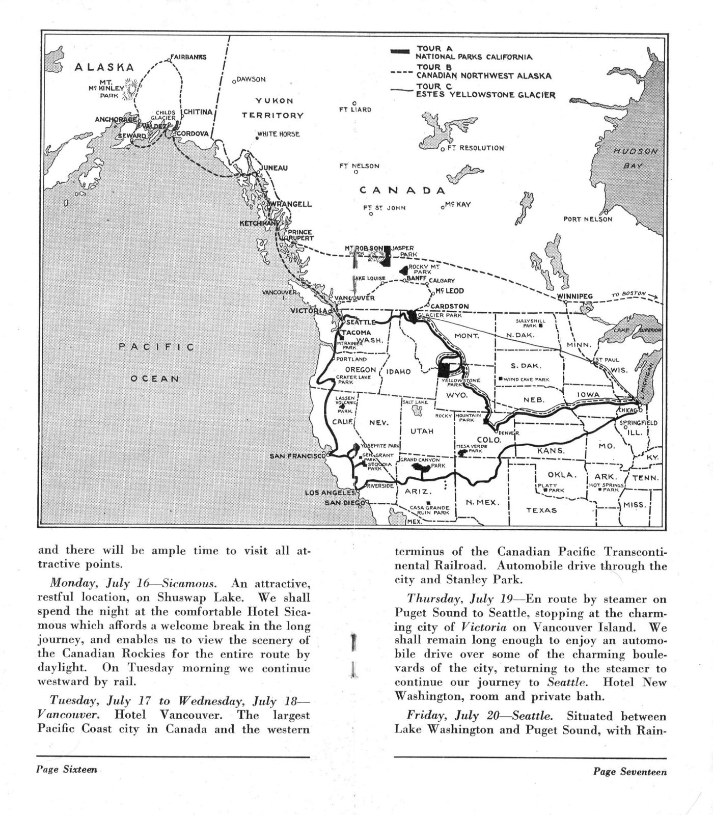 National Parks and Forests Canadian Northwest and Alaska Tours – 1923