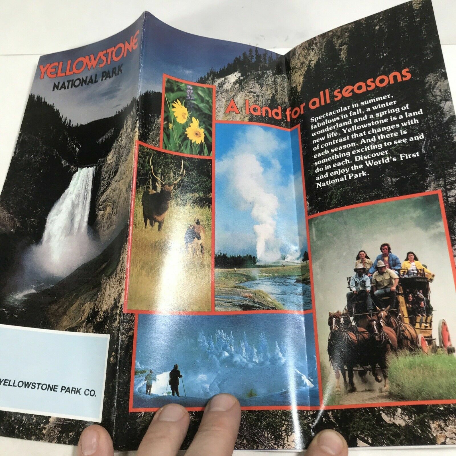 1978 YELLOWSTONE NATIONAL PARK ATC or IATA Air Travel Brochure Tour Guide & Maps