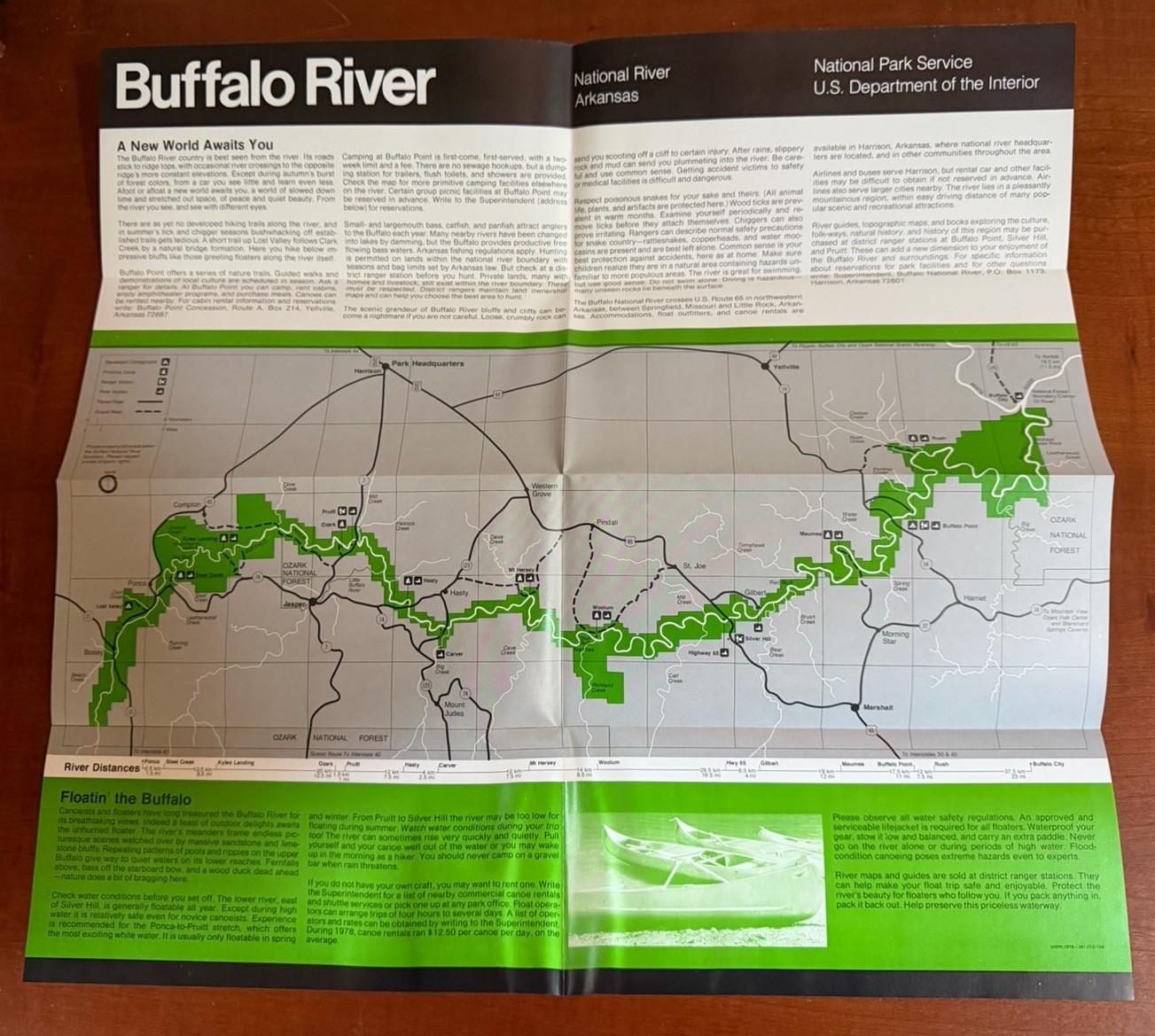 VINTAGE 1978 BUFFALO RIVER – ARKANSAS NATIONAL PARK SERVICE BROCHURE/MAP