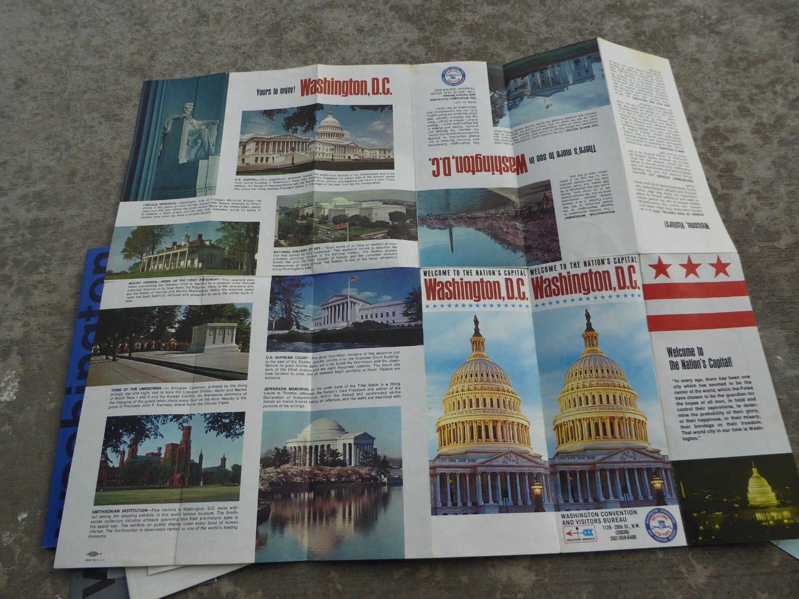 Washington DC Monument National Park Brochure Pamphlet Map Capitol Stub Lot 70’s