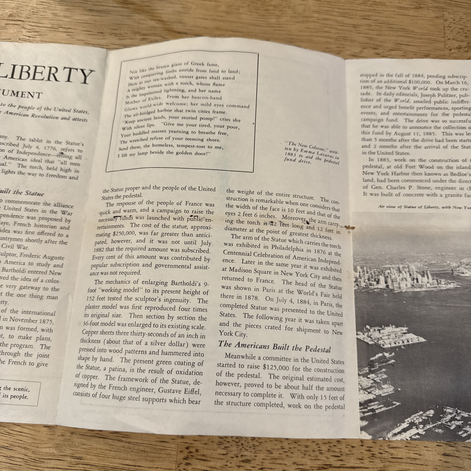 Vintage 1961 Statue of Liberty Pamphlet Brochure with Map National Monument