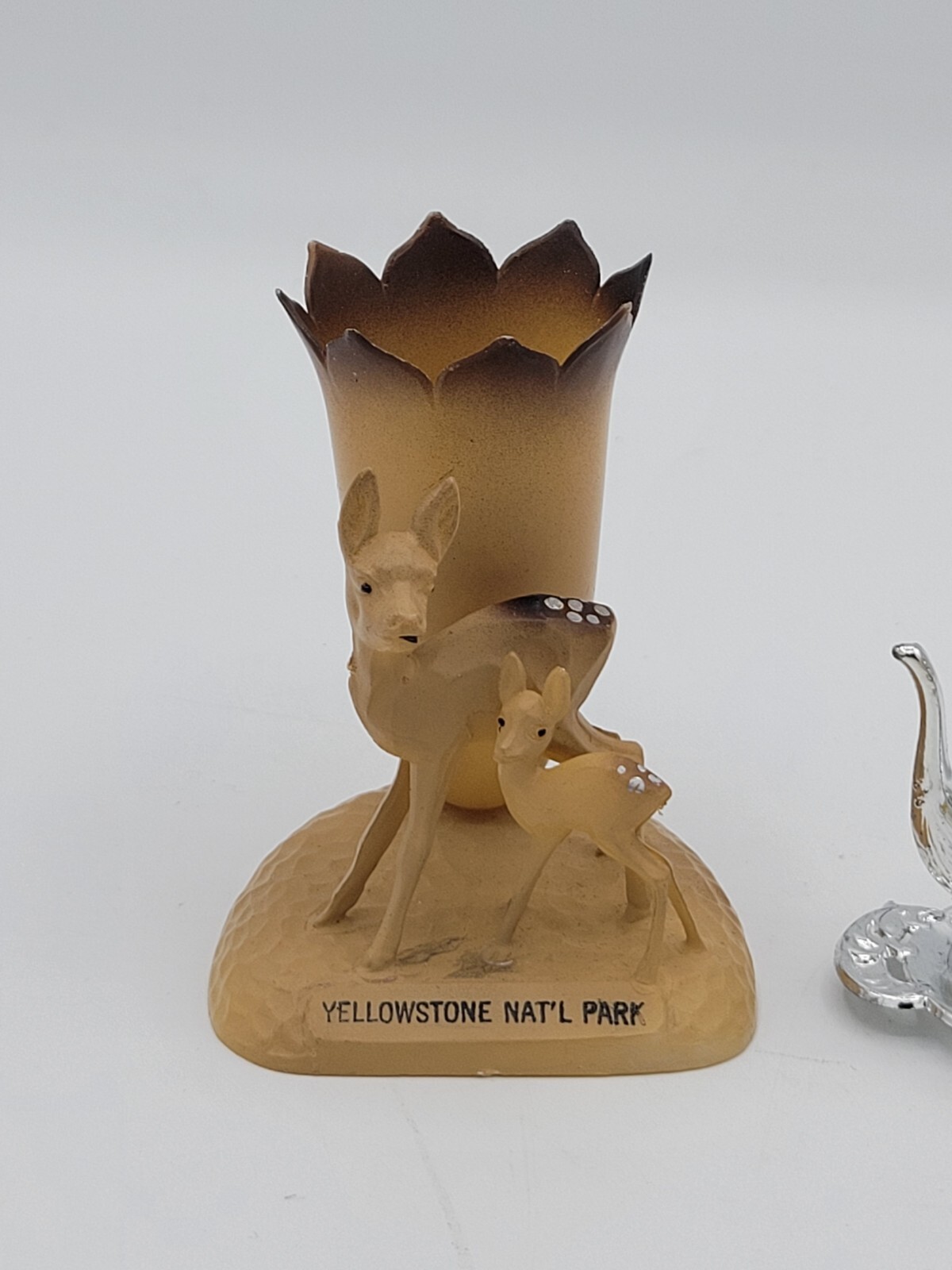 Vtg Yellowstone National Park Miniatures Celluloid Deer Metal Teapot Salt Pepper