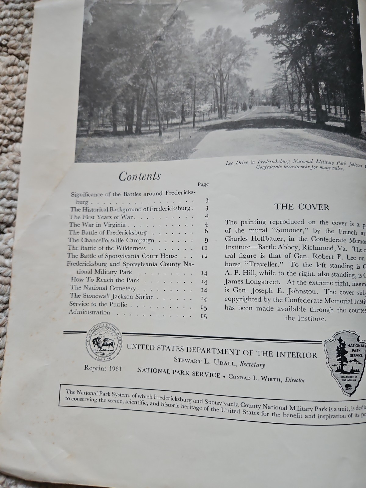 1961 Vntg Pamphlet Of Fredericksburg & Spotsylvania County Nationa Military Park