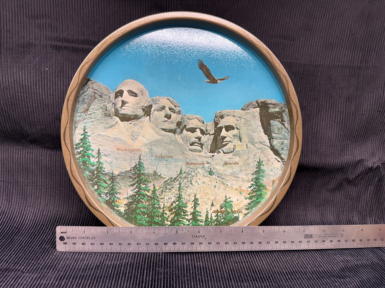 Vintage, Mount Rushmore, James L. Artig, Collector/Souvenir Metal Serving Tray