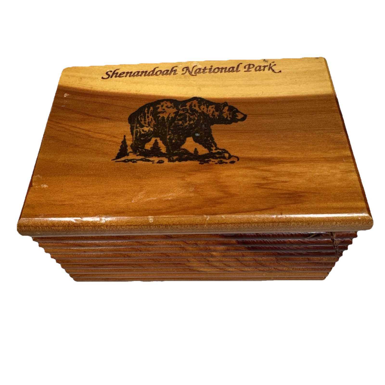 Vintage Shenandoah National Park Cedar Box Grizzly Bear Nature Wood Souvenir