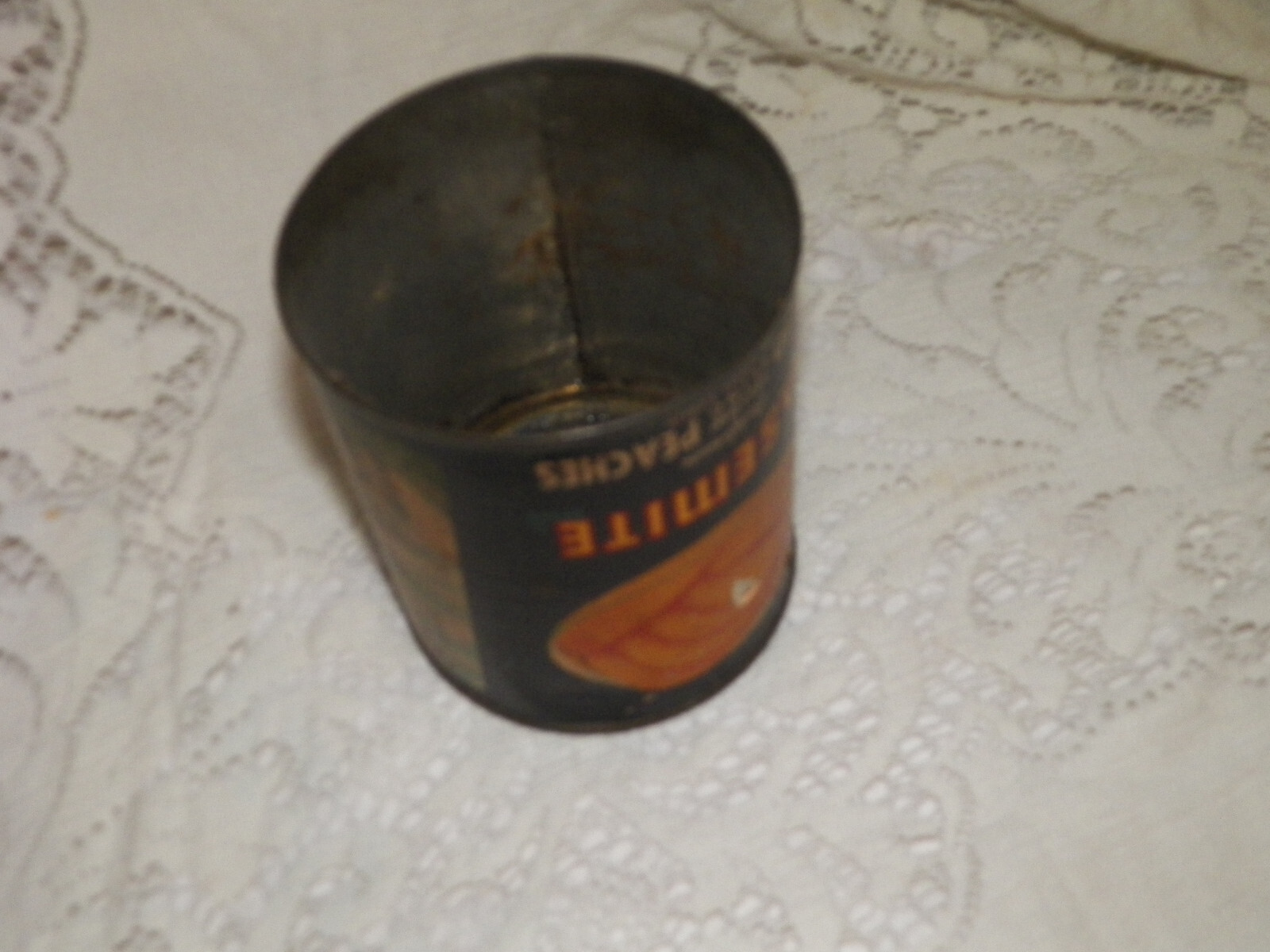 RARE ANTIQUE 1914 YOSEMITE NATIONAL PARKT IN PEACH CAN COLORFUL LABEL GREAT CON