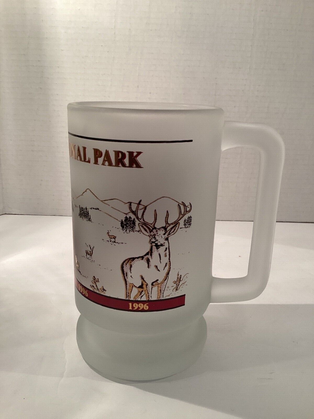 Vintage 1996 Yellowstone National Park Frosted Glass Mug