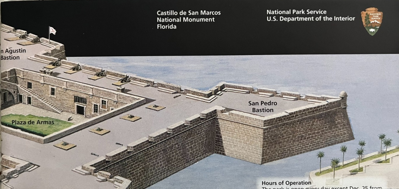 Vintage CASTILLO de SAN MARCOS NM NATIONAL PARK SERVICE UNIGRID BROCHURE/MAP
