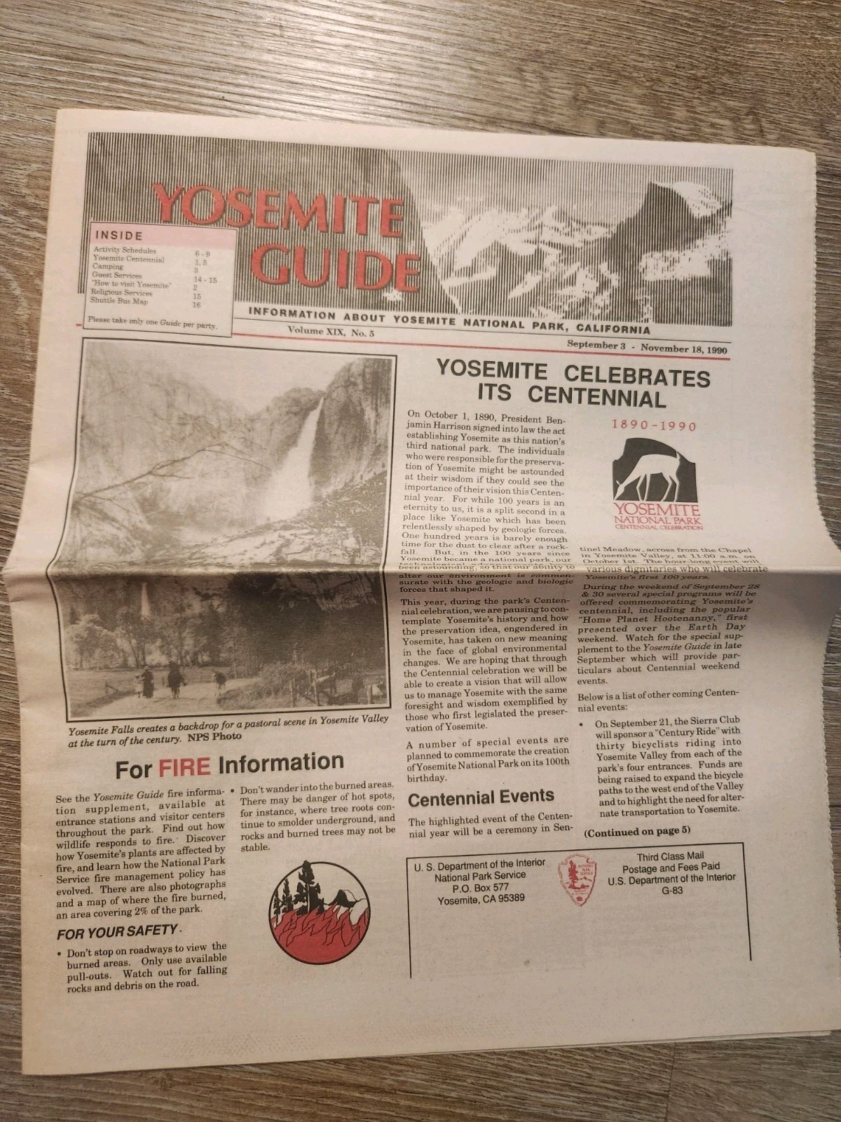 Yosemite National Park 1990 Publication Bundle – Centennial Celebration