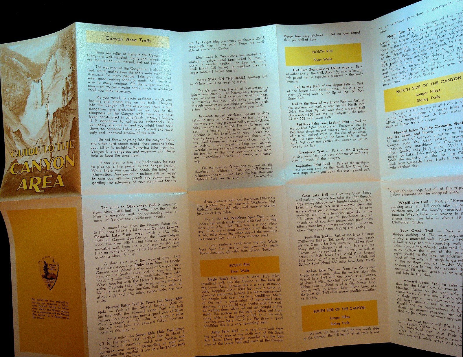 Guide to the Canyon Area 1967 Map Brochure Grand Canyon Yellowstone Park