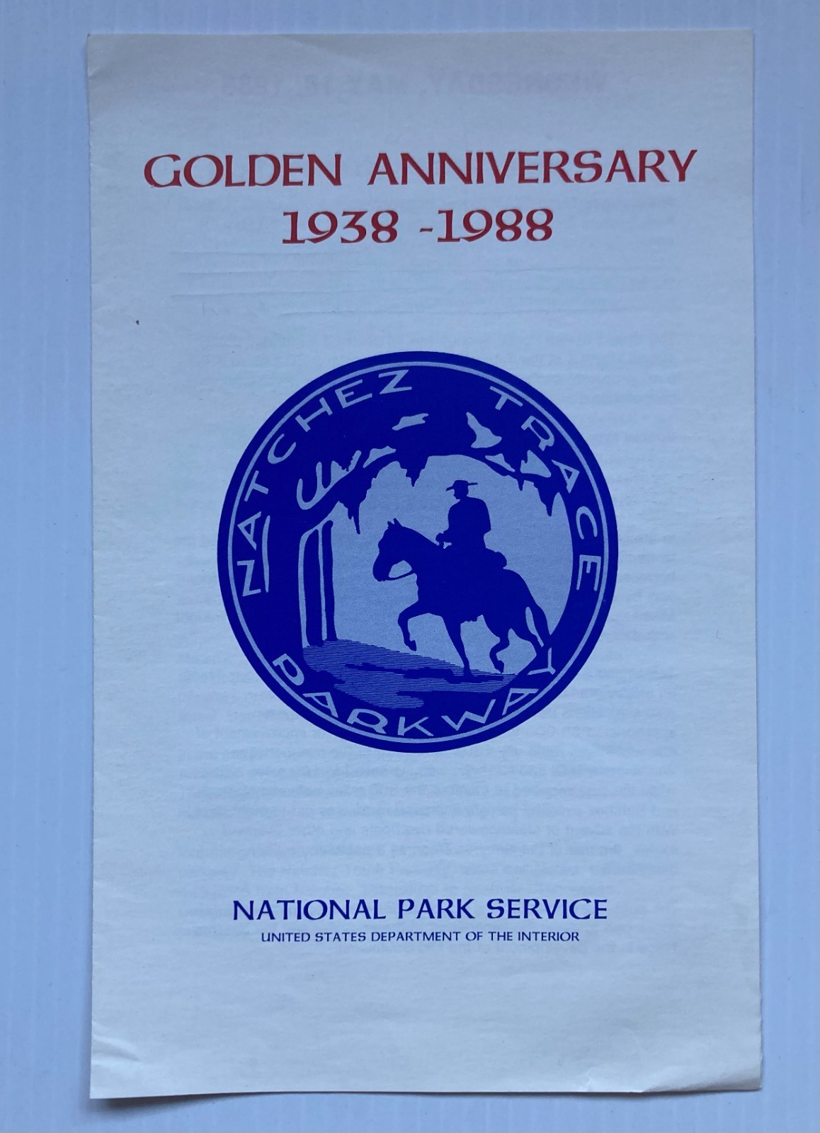 RARE NATCHEZ TRACE PARKWAY NATIONAL PARK 50th Anniv PROGRAM NPS AL MS TN HISTORY
