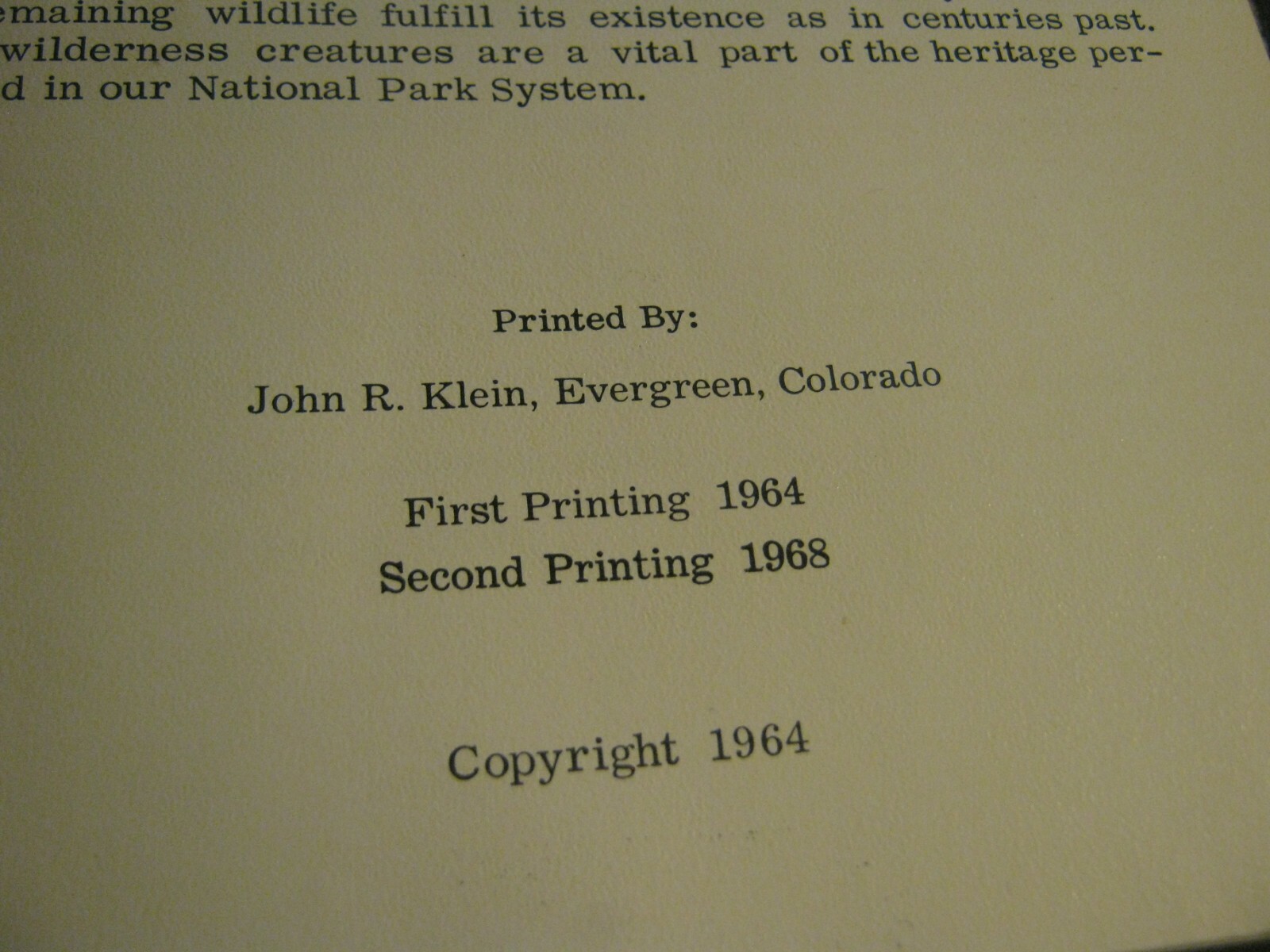 1968 Bighorn Elk and Deer Rocky Mountain National Park book Julie & Roger Contor