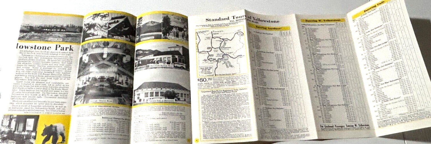 1957 YELLOWSTONE National Park Travel Folder Old Faithful Map Union Pacific RR