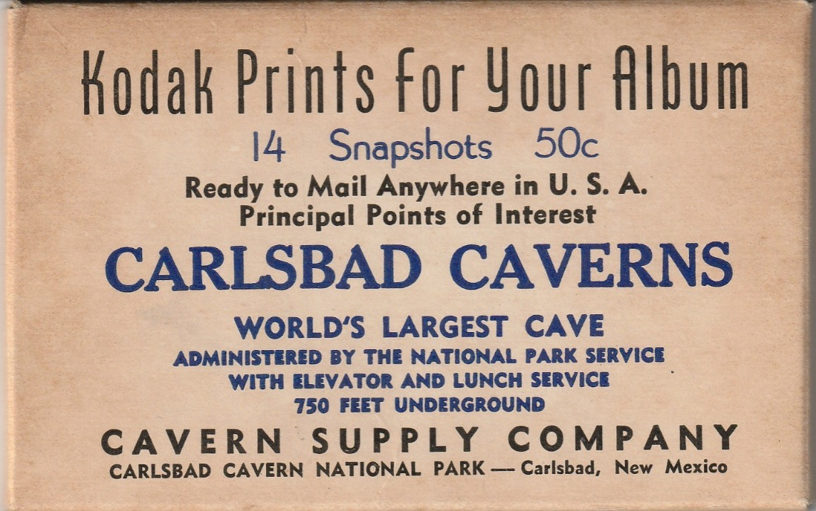 Carlsbad Caverns Kodak Souvenir Photo Set, 14 Mini Photos 4-1/2×2-3/4″, 1920’s