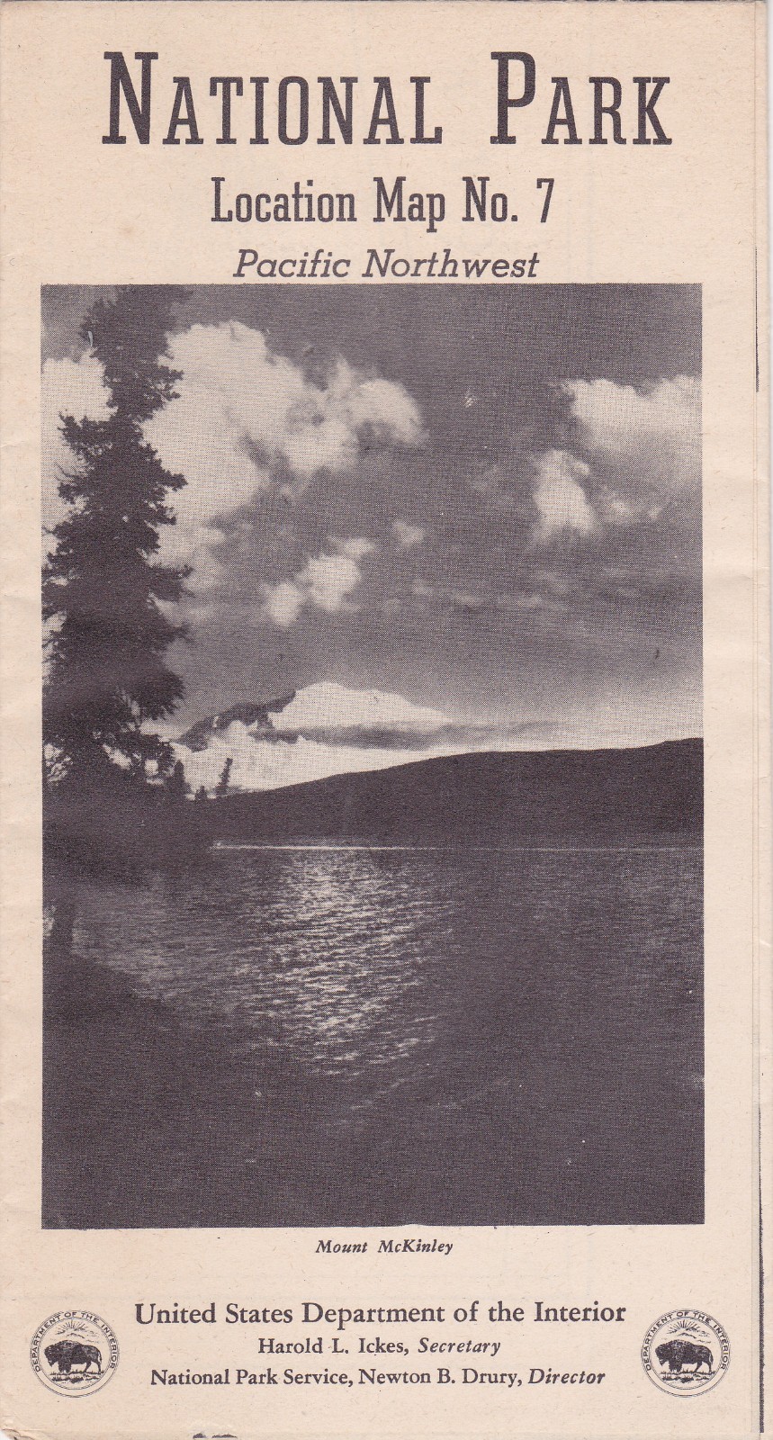 1944 National Park Location Map No. 7 Pacific Northwest Brochure