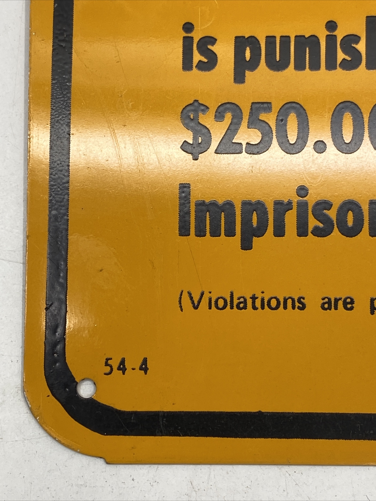 NOS VINTAGE SIGN GOVERNMENT SURVEY CRIMINAL WARNING US FOREST SERVICE DEPARTMENT