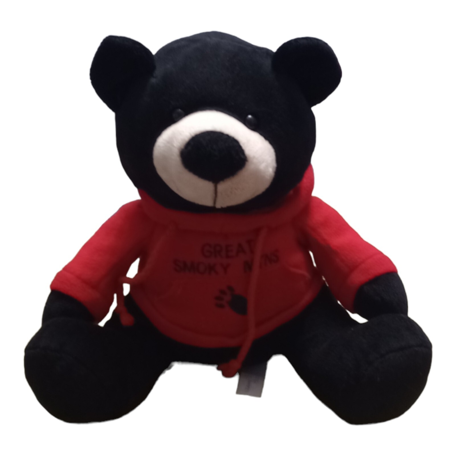 Teddy Bear Great Smoky Mountains Black Red Embroidered Hoodie Sitting 10″