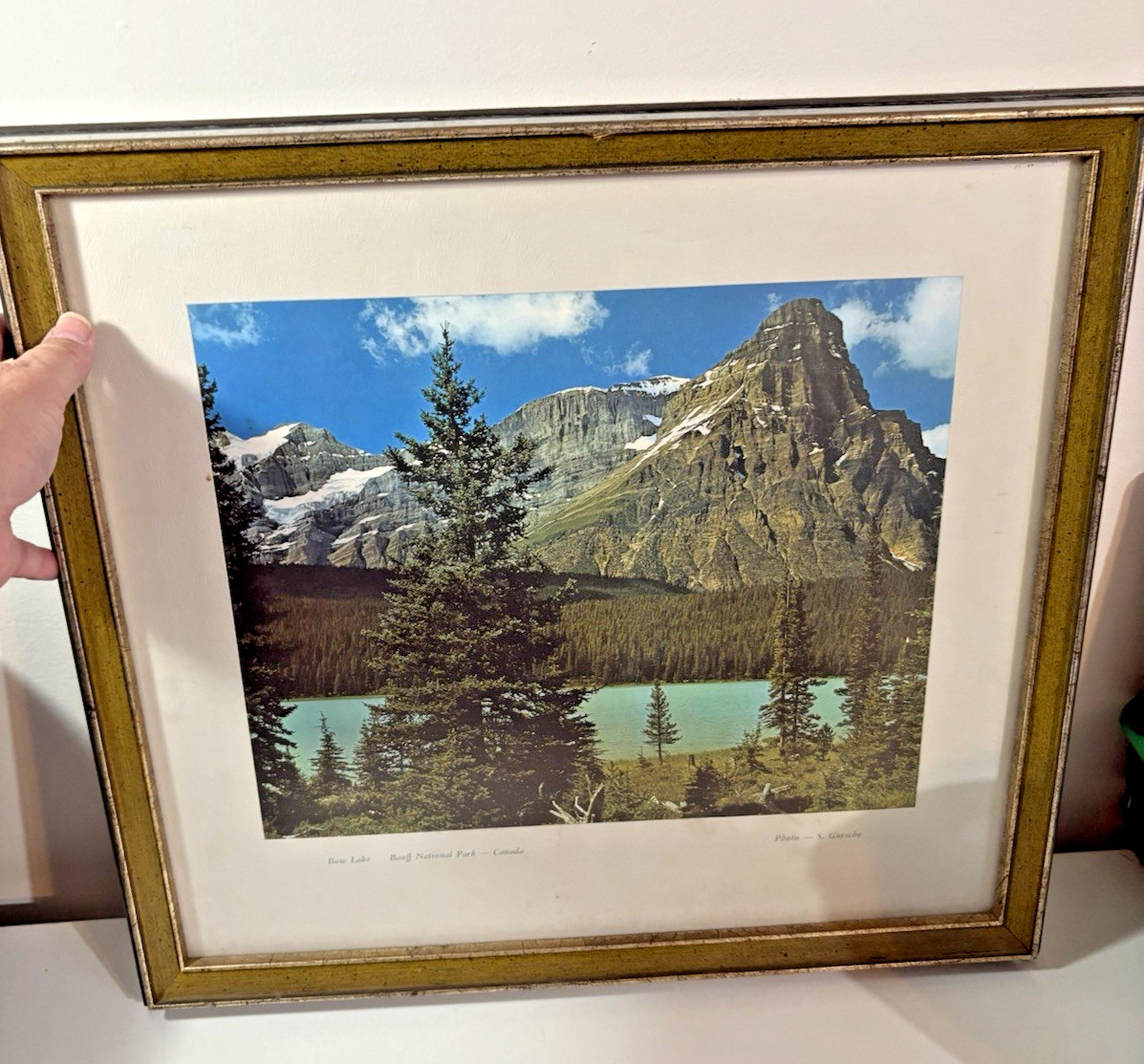 Vtg Framed Color Photo Bow Lake Banff National Park Canada S. Gursche