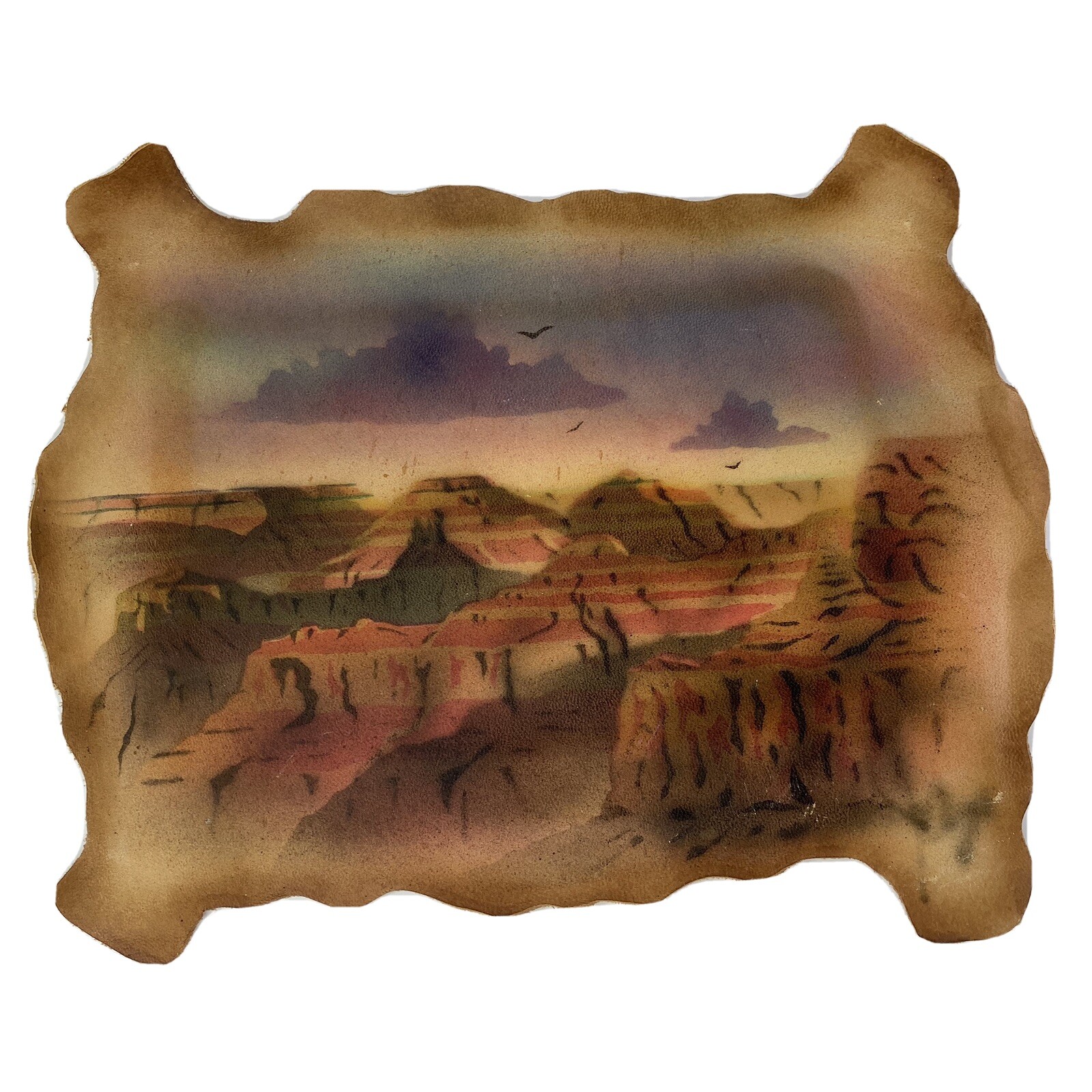 Vintage Grand Canyon Afternoon Southwestern Airbrushed 1990 Sheepskin Wall Decor