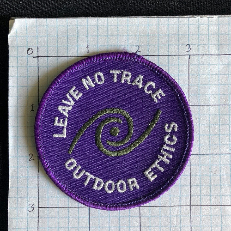 Leave No Trace Patch Outdoor Ethics Sew On Purple White Green Embroidered VTG
