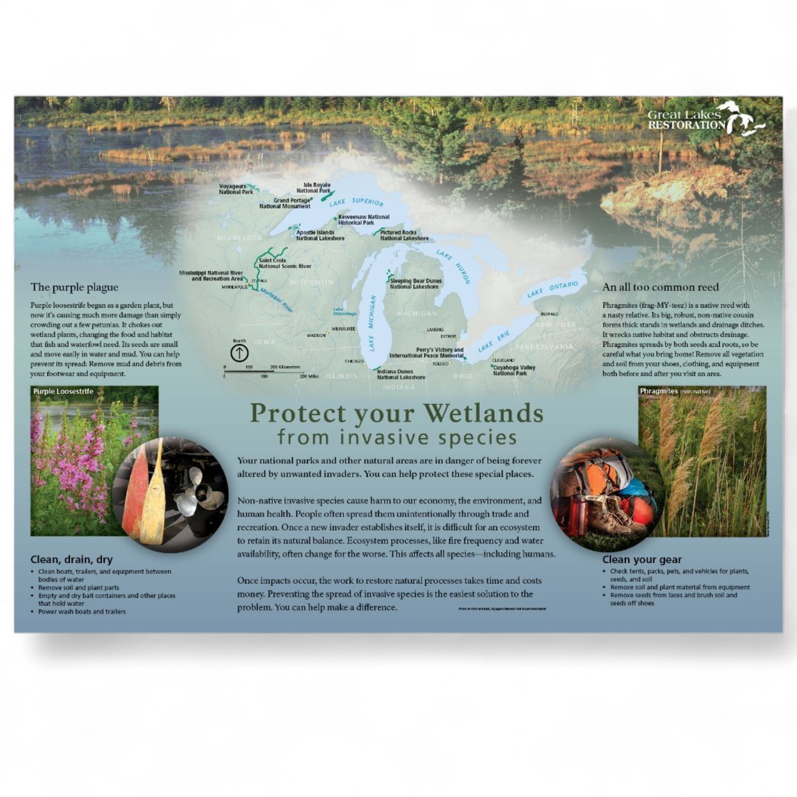 4 -Great Lakes National Park Service 24×18 2 Sided Posters Lakes Forest Dunes