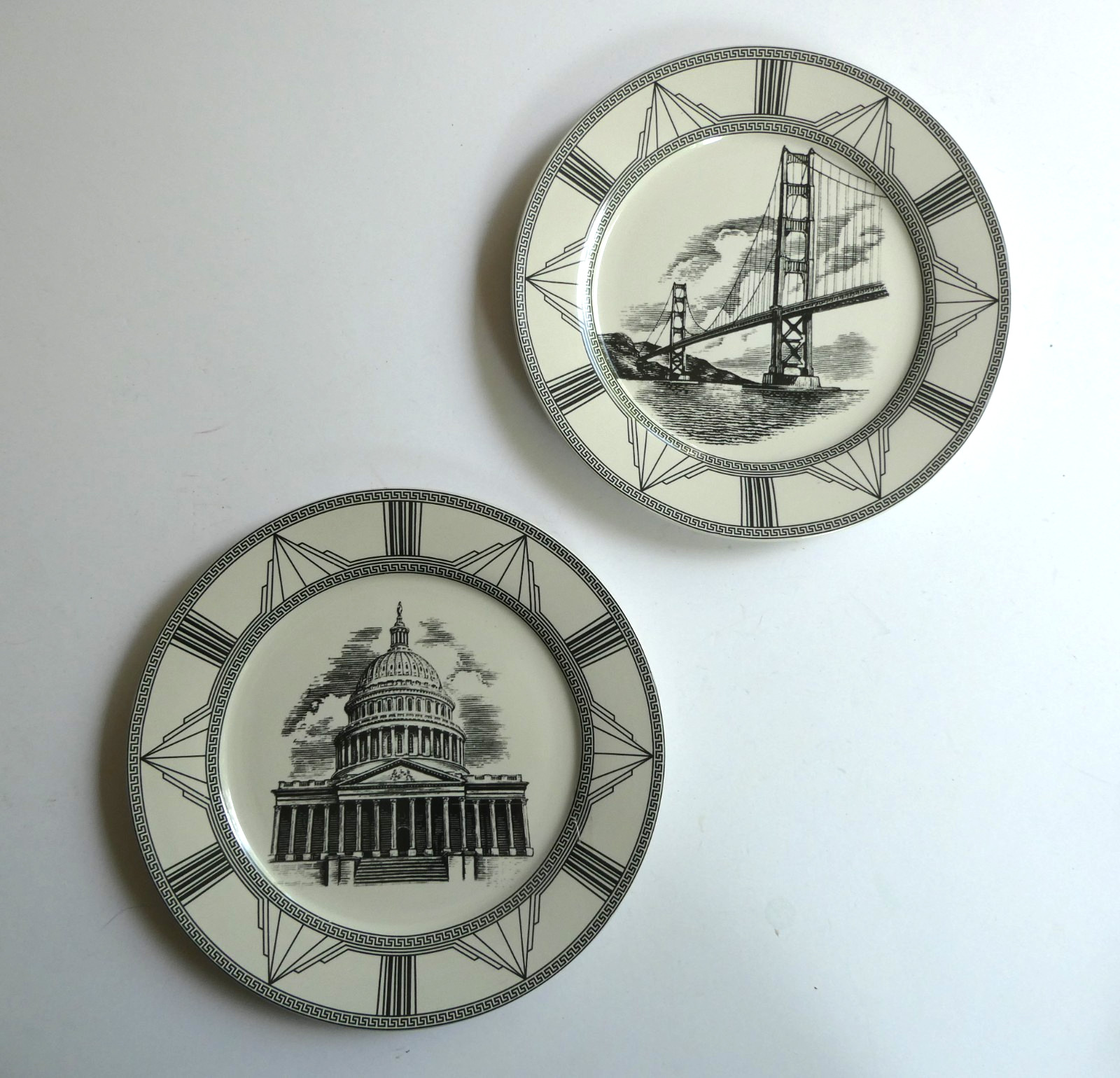 Royal Norfolk 2 Lot 7″ Plates White House The Golden Gate Bridge