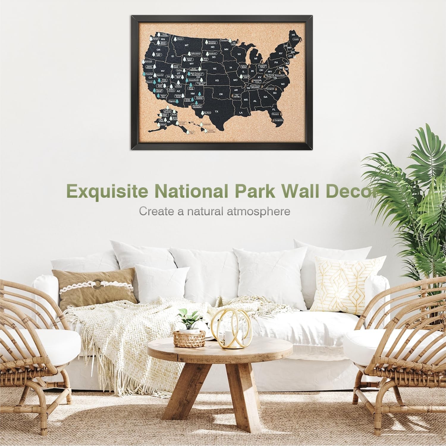 National Park Map, Premium Grade National Park Wall Decor, Equipped with a