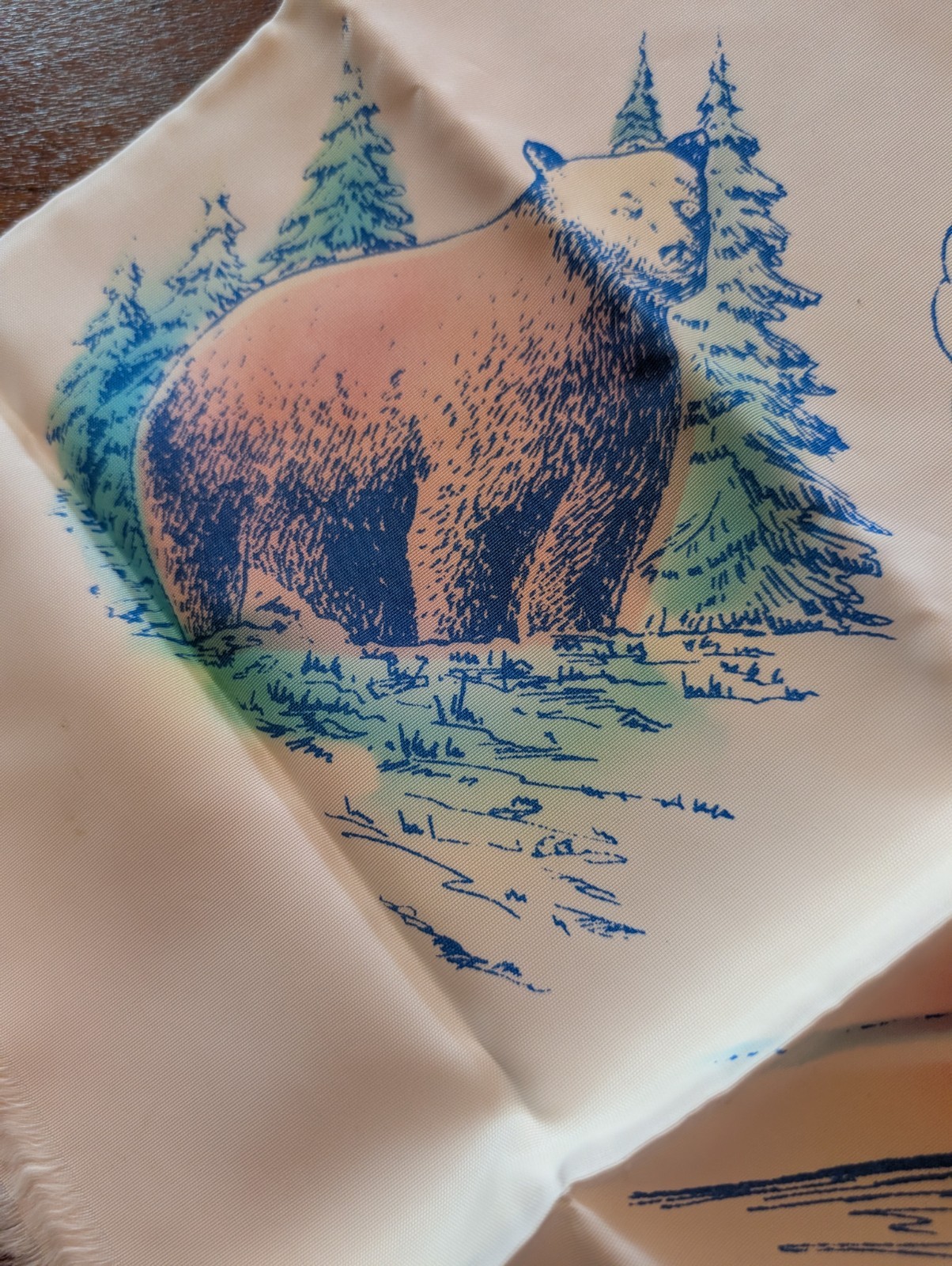 Vintage Yellowstone National Park Scarf Old Faithful Plus Bears