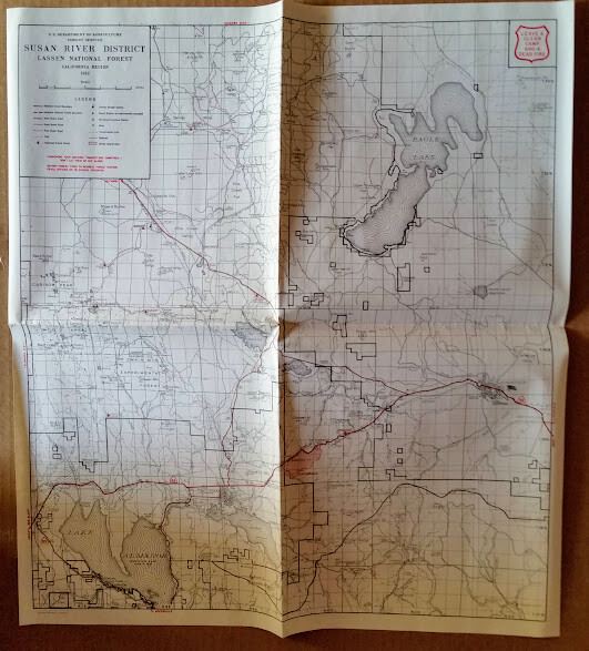 Susan River USDA Forest Service Map 1952- District-Lassen National Forest- Clean