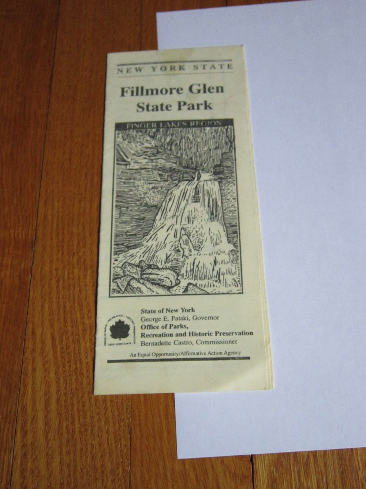 Fillmore Glen State Park Brochure Gov Pataki Map History Info Moravia NY