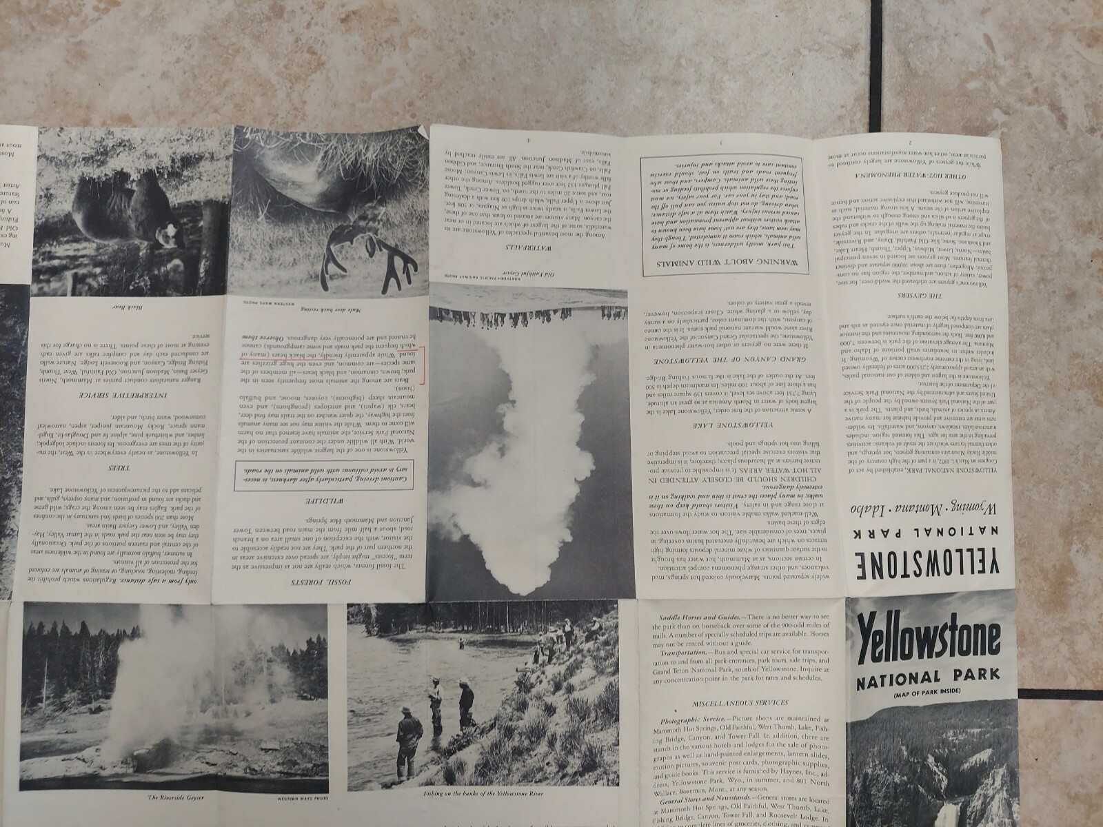 1953 Yellowstone National Park Brochure & Map J 70