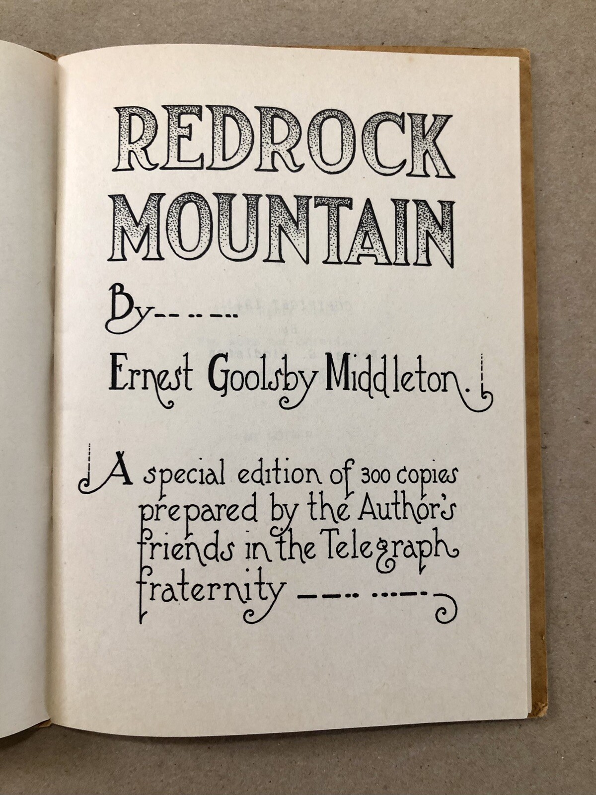 Redrock Mountain, Poetry by Ernest Goolsby Middleton (1941 PB, 1 of 300) SIGNED