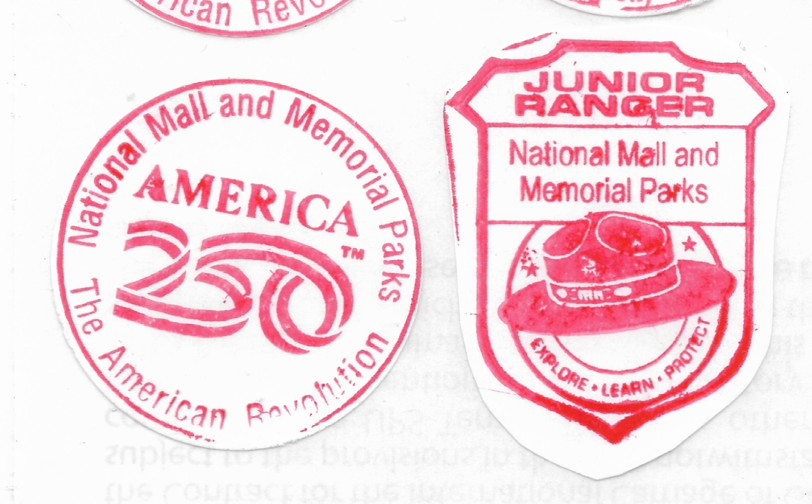 National Mall America 250 NATIONAL PARK SERVICE PASSPORT STAMP Lot