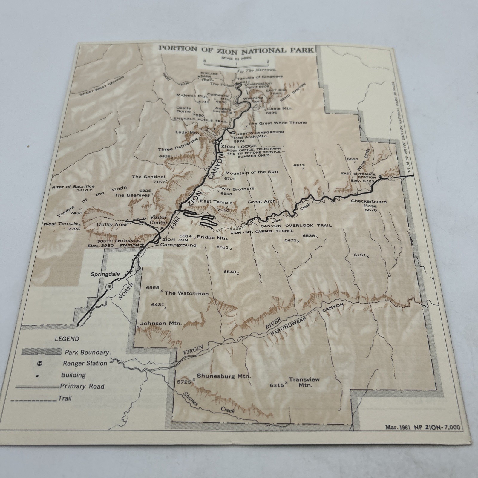Zion National Park Utah 1961 Map And Information Brochure
