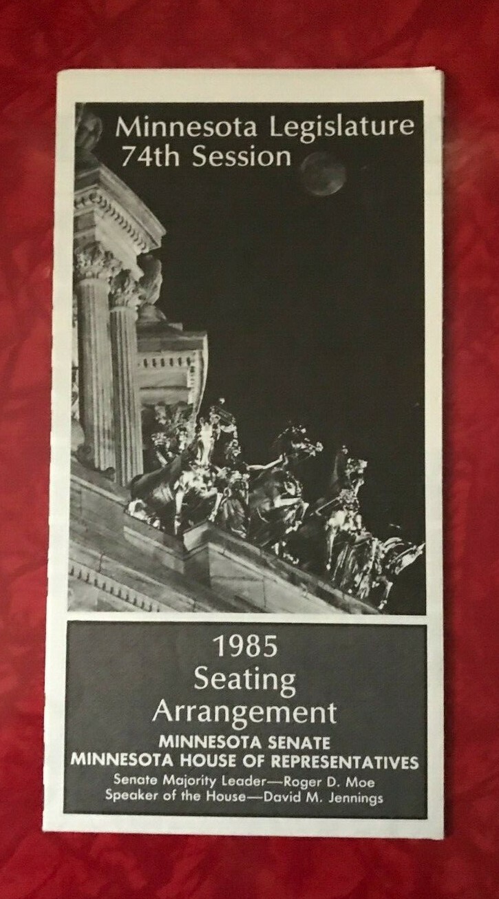 MINNESOTA LEGISLATURE 74th SESSION 1985 SEATING ARRANGEMENT BROCHURE