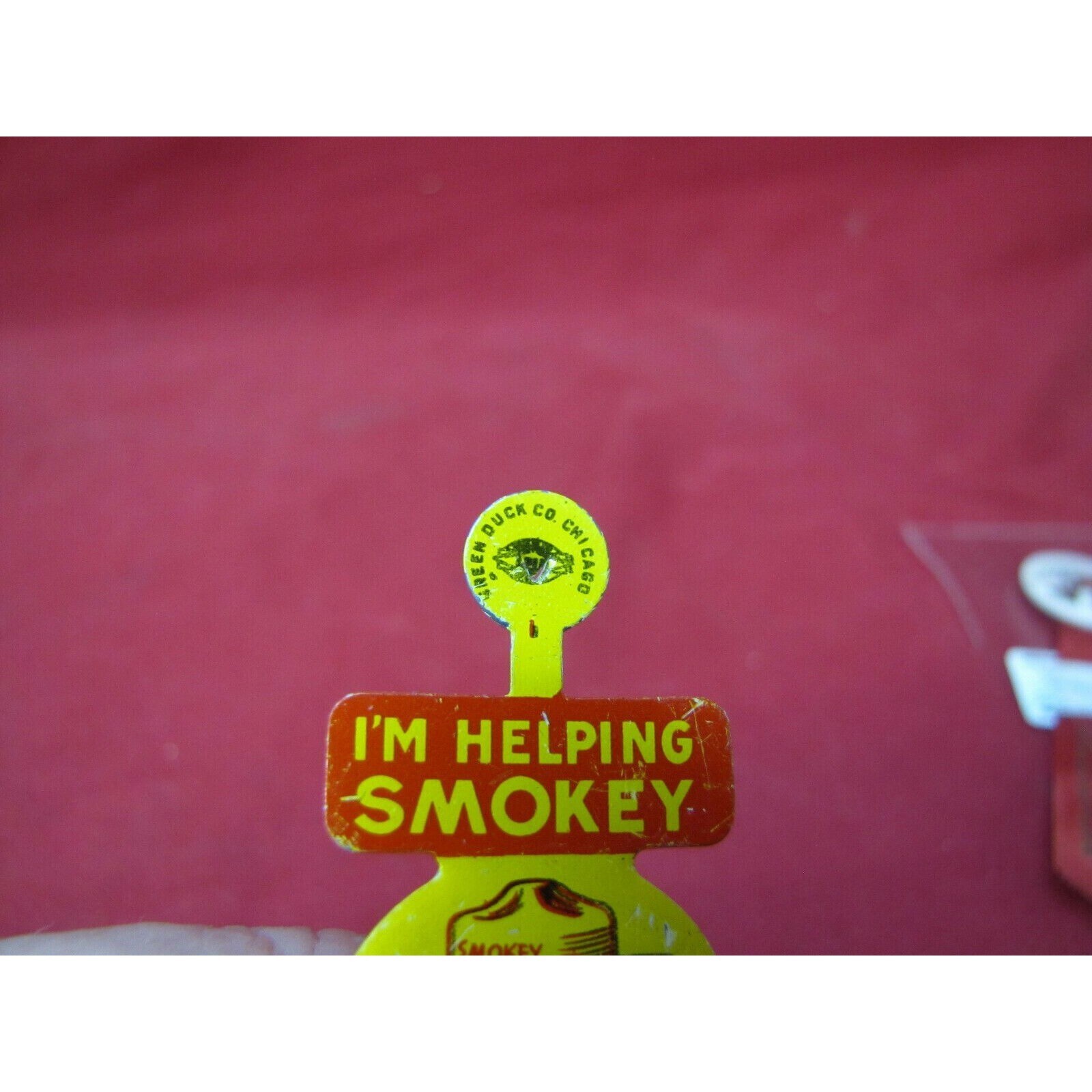 1960’s “Smokey The Bear” Metal Tin Litho Badge/Pin/Button! Rare