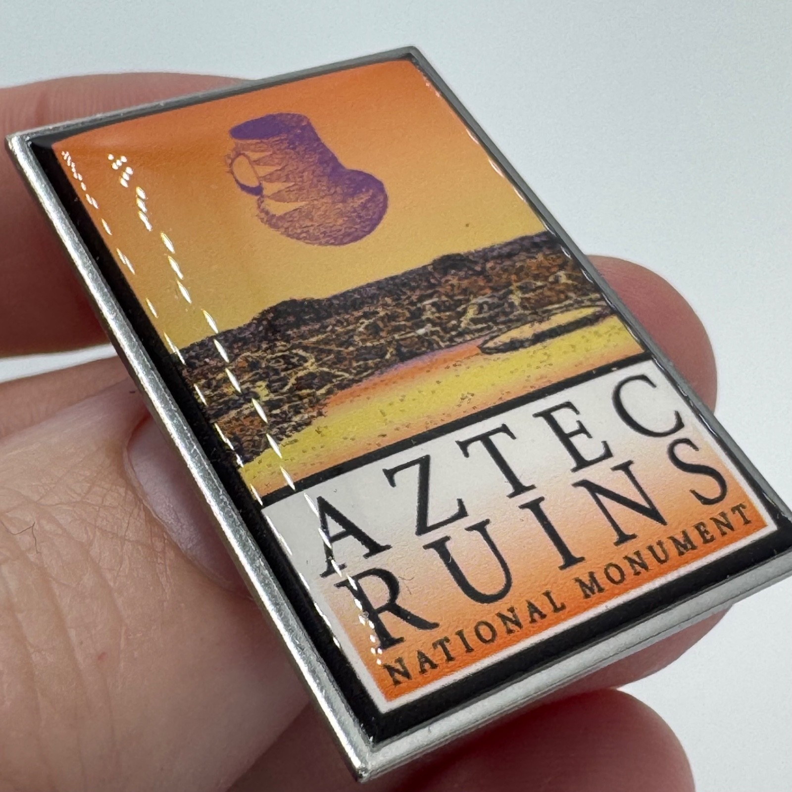 Vintage Aztec Ruins National Monument Scenic Lapel Pin New Mexico Travel