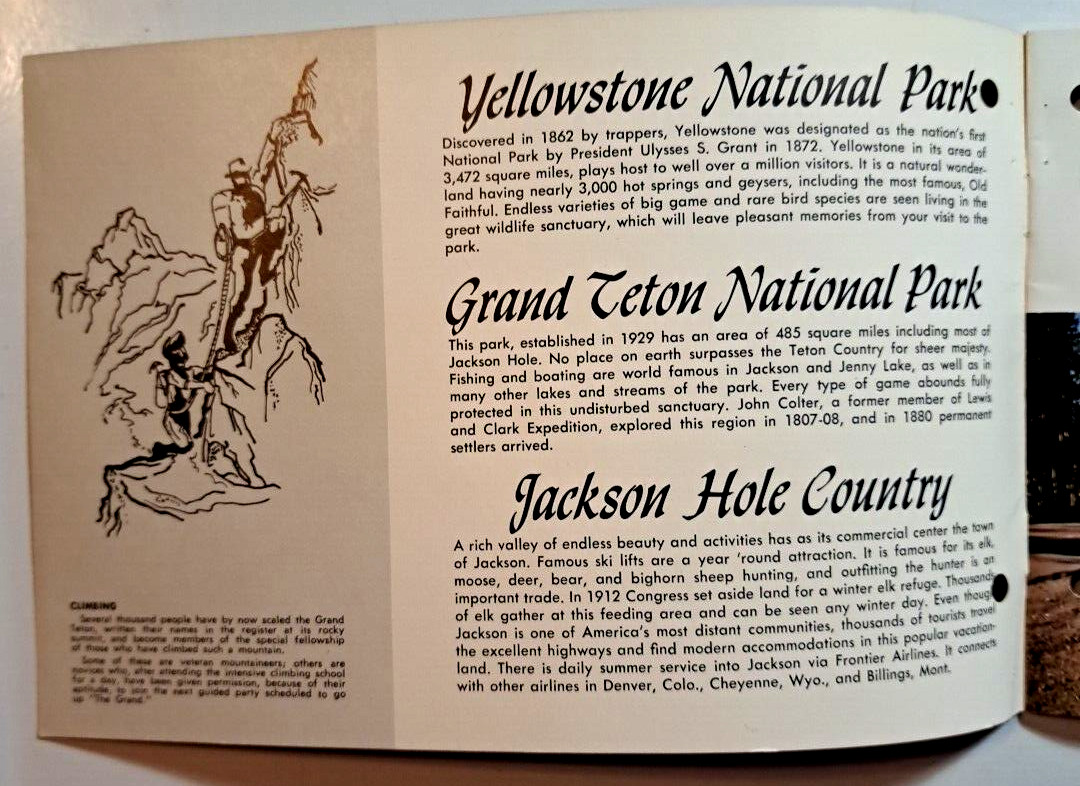 Yellowstone Grand Teton National Parks & Jackson Hole Country💥WYOMING c1960s